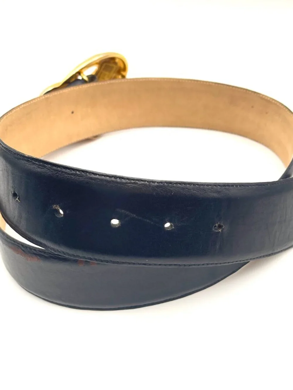 Vintage Robert Lee Morris Leather Belt with Iconic Gold Buckle